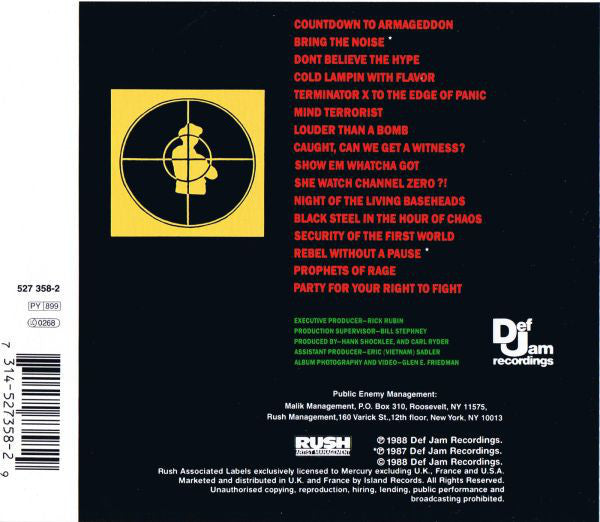 Public Enemy : It Takes A Nation Of Millions To Hold Us Back (CD, Album, RE, UK )