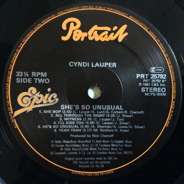 Cyndi Lauper : She's So Unusual (LP, Album)