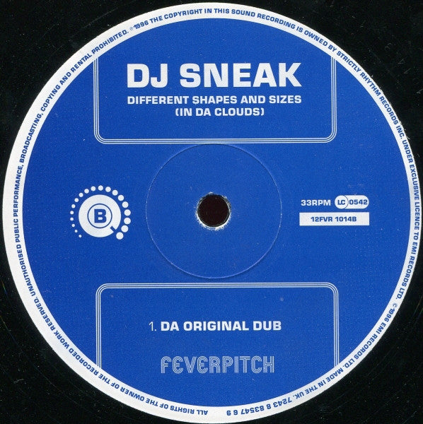 DJ Sneak : Different Shapes And Sizes (In Da Clouds) (12")