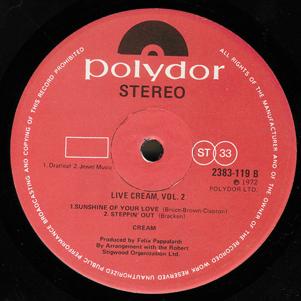 Cream (2) : Live Cream Volume II (LP, Album)