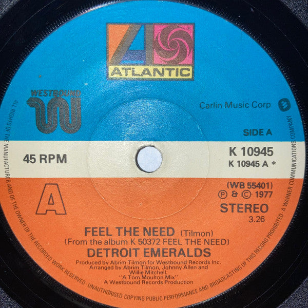 Detroit Emeralds : Feel The Need (7", Sol)