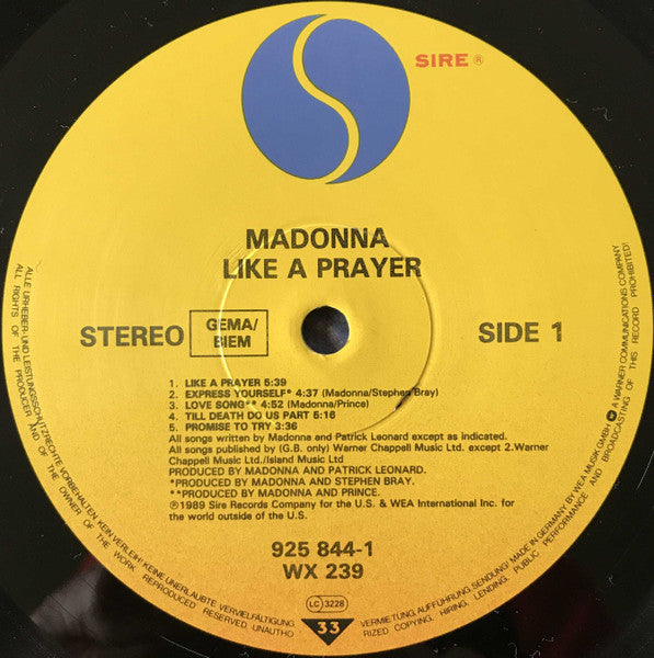 Madonna : Like A Prayer (LP, Album)