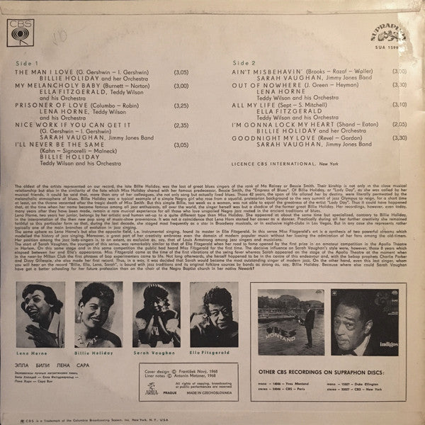 Various : Billie, Ella, Lena, Sarah (LP, Comp, Mono)