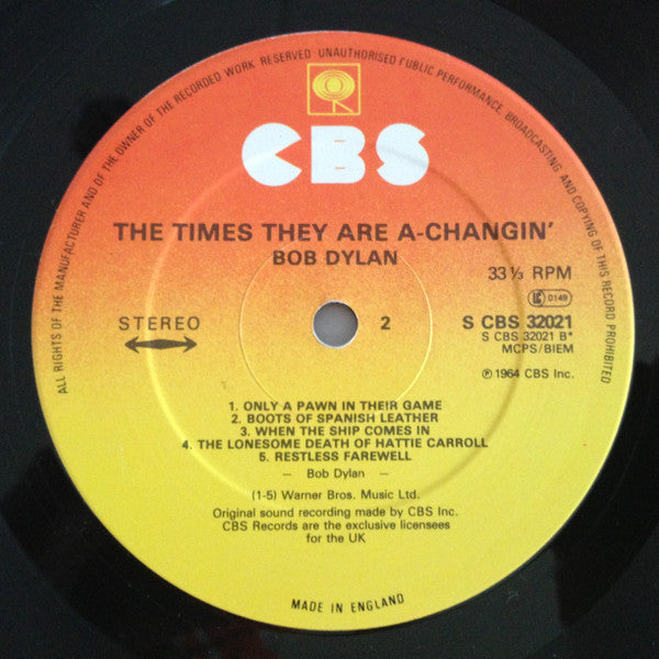 Bob Dylan : The Times They Are A-Changin' (LP, Album, RE)