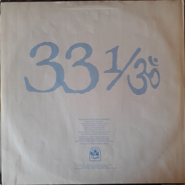George Harrison : Thirty Three & 1/3 (LP, Album, Gat)