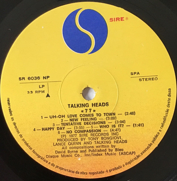 Talking Heads : Talking Heads: 77 (LP, Album, RE)