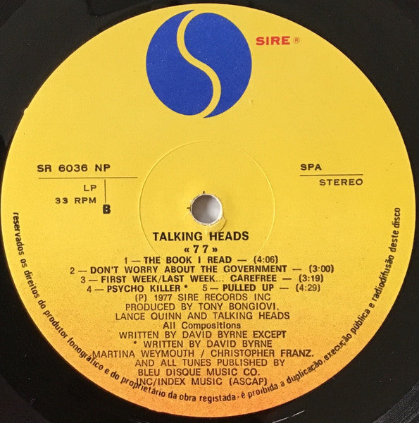 Talking Heads : Talking Heads: 77 (LP, Album, RE)