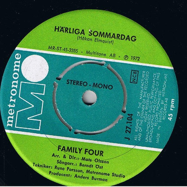 Family Four (2) : Härliga Sommardag / Mr. Bojangles (7", Single)
