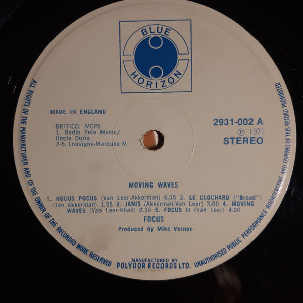 Focus (2) : Moving Waves (LP, Album, RP)