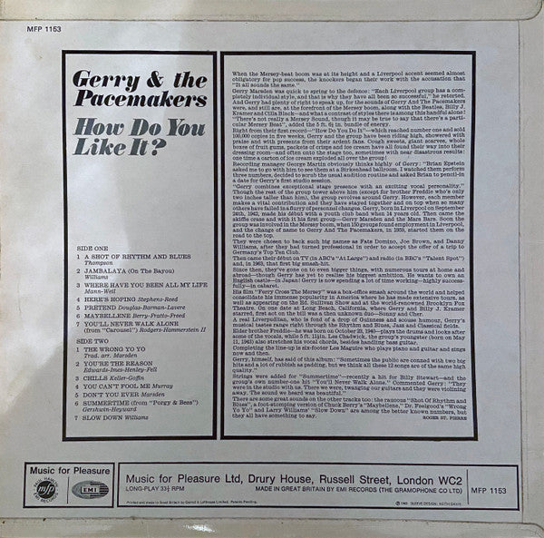 Gerry & The Pacemakers : How Do You Like It? (LP, Album, RE)