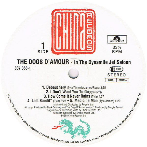 The Dogs D'Amour : In The Dynamite Jet Saloon (LP, Album)