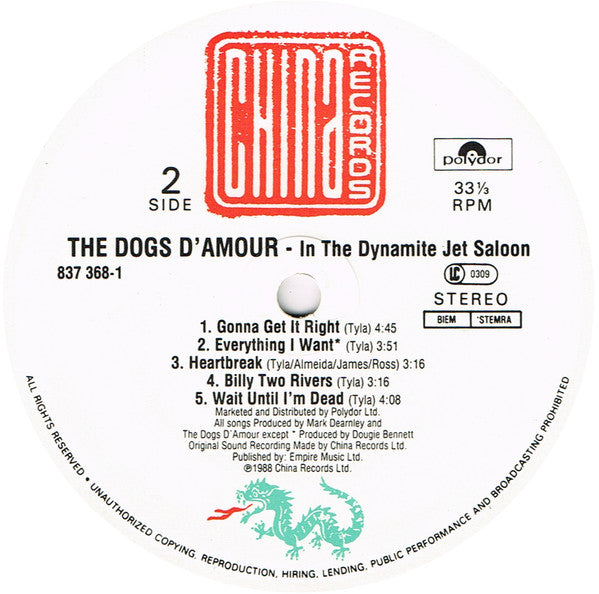 The Dogs D'Amour : In The Dynamite Jet Saloon (LP, Album)