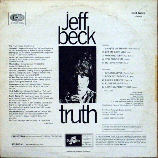 Jeff Beck : Truth (LP, Album, RE, RP)