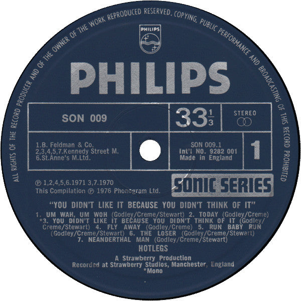 Hotlegs : You Didn't Like It Because You Didn't Think Of It (LP, Comp)