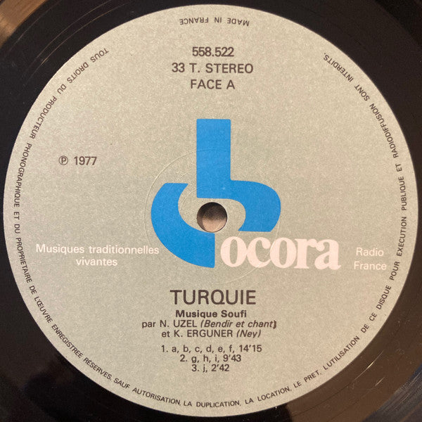 Kudsi Erguner, Nezih Uzel : Turquie (Musique Soufi Vol:1) (LP, Album, RE, Gat)