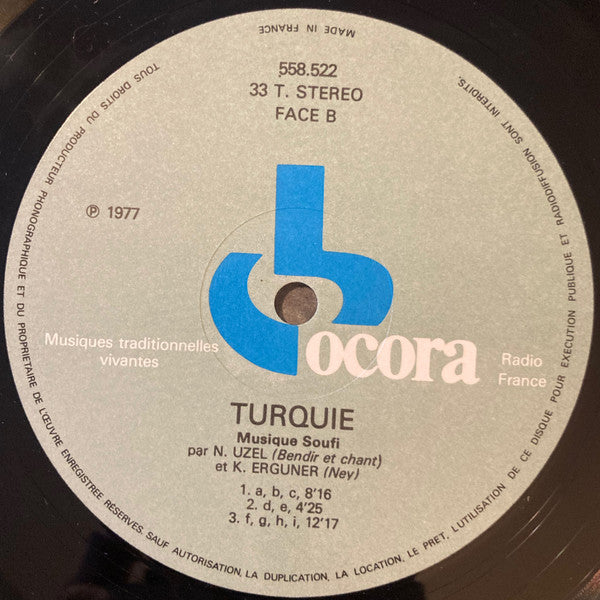 Kudsi Erguner, Nezih Uzel : Turquie (Musique Soufi Vol:1) (LP, Album, RE, Gat)