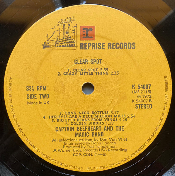 Captain Beefheart And The Magic Band : Clear Spot (LP, Album, Emb)