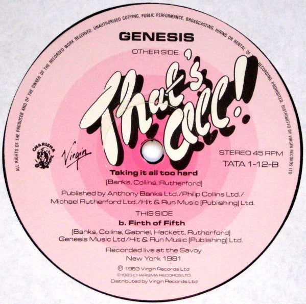 Genesis : That's All (12")