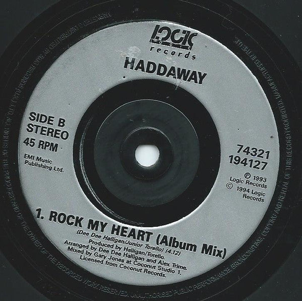 Haddaway : Rock My Heart (7", Single)
