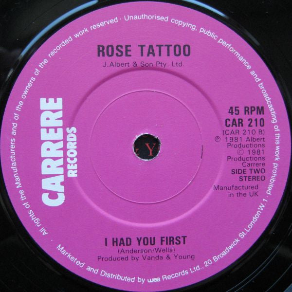 Rose Tattoo : Rock 'N' Roll Is King (7", Single)