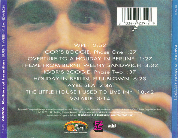The Mothers Of Invention* : Burnt Weeny Sandwich (CD, Album)