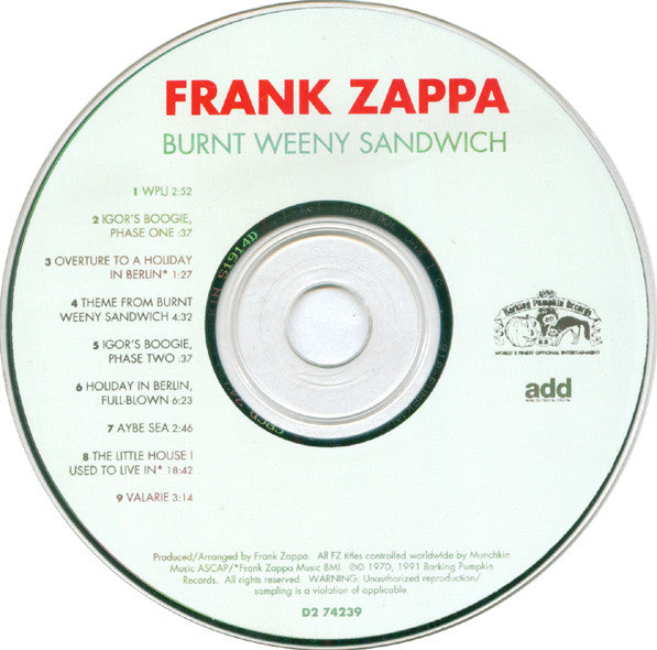 The Mothers Of Invention* : Burnt Weeny Sandwich (CD, Album)