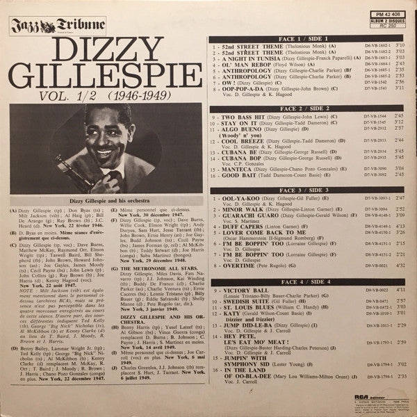 Dizzy Gillespie : Dizzy Gillespie Vol 1/2 (1946-1949) (2xLP, Comp, Ora)