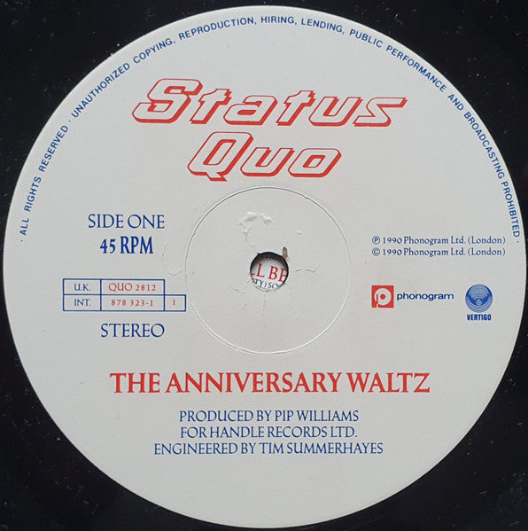 Status Quo : The Anniversary Waltz (12", Single, MP)