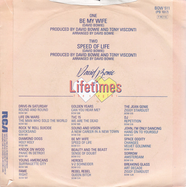 David Bowie : Be My Wife (7", Single, RE)