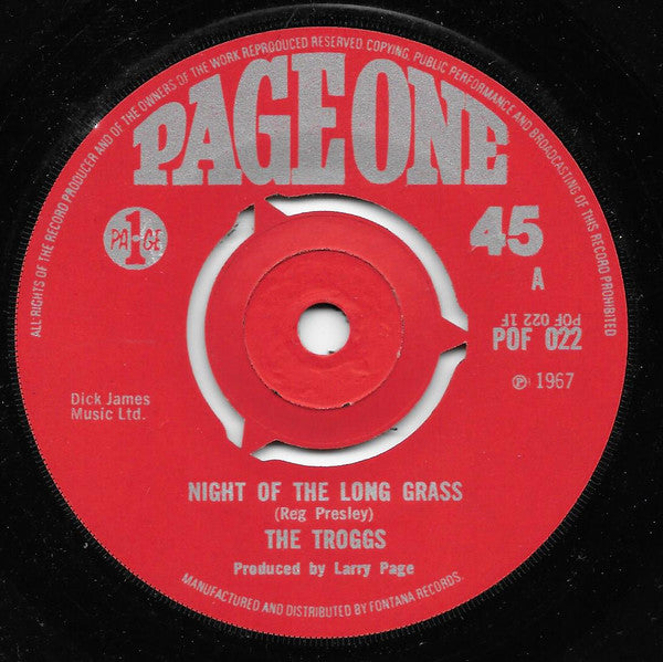 The Troggs : Night Of The Long Grass (7", Pus)