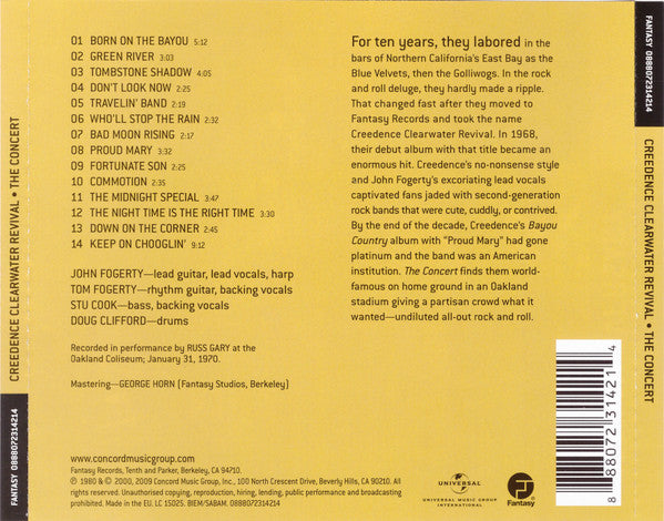 Creedence Clearwater Revival : The Concert (CD, Album, RE, RM)