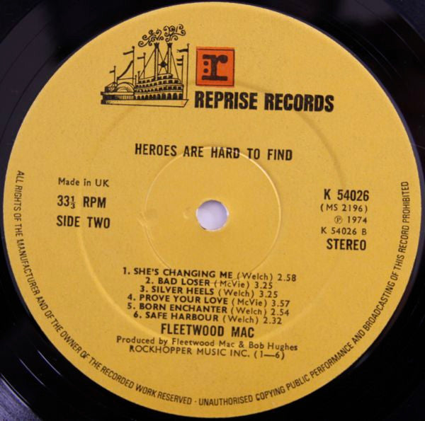 Fleetwood Mac : Heroes Are Hard To Find (LP, Album, No )
