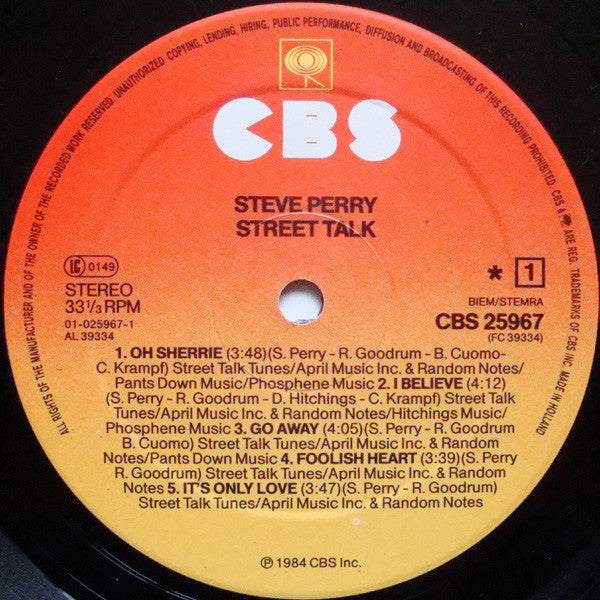 Steve Perry : Street Talk (LP, Album)