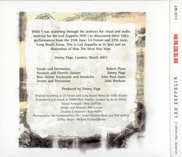 Led Zeppelin : How The West Was Won (3xCD, Album, Dig)