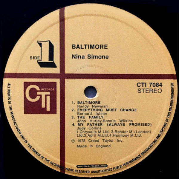 Nina Simone : Baltimore (LP, Album, Gat)