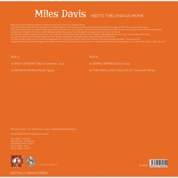 Miles Davis : Meets Thelonious Monk (LP, Comp, RE)