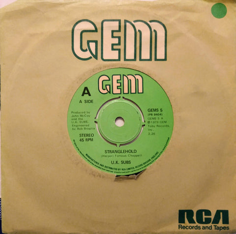 U.K. Subs* : Stranglehold (7", Single)