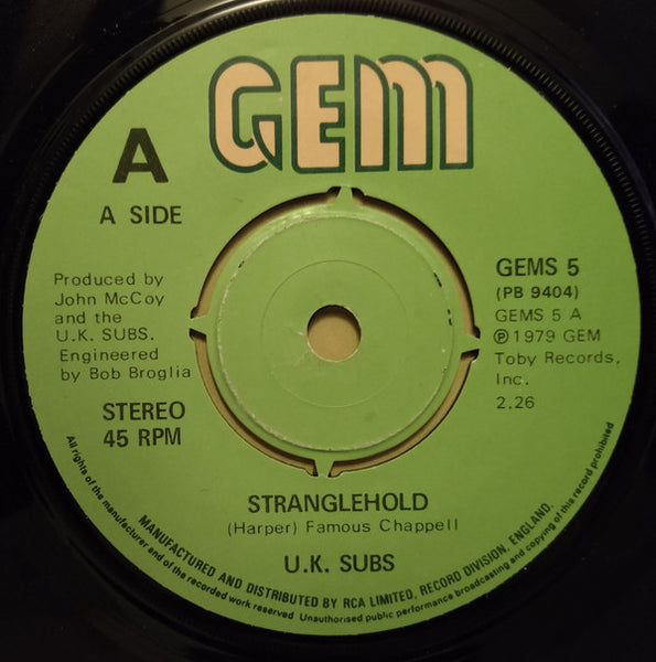 U.K. Subs* : Stranglehold (7", Single)