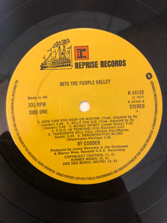 Ry Cooder : Into The Purple Valley (LP, Album, Gat)