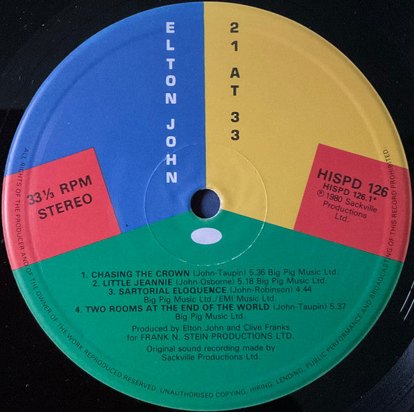 Elton John : 21 At 33 (LP, Album)