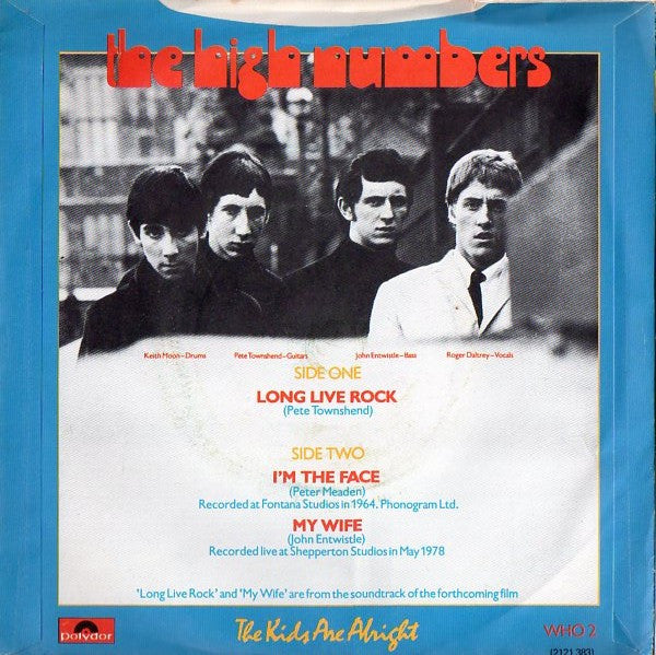 The Who : Long Live Rock (7", Single)