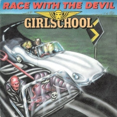 Girlschool : Race With The Devil (7", Single, Pus)