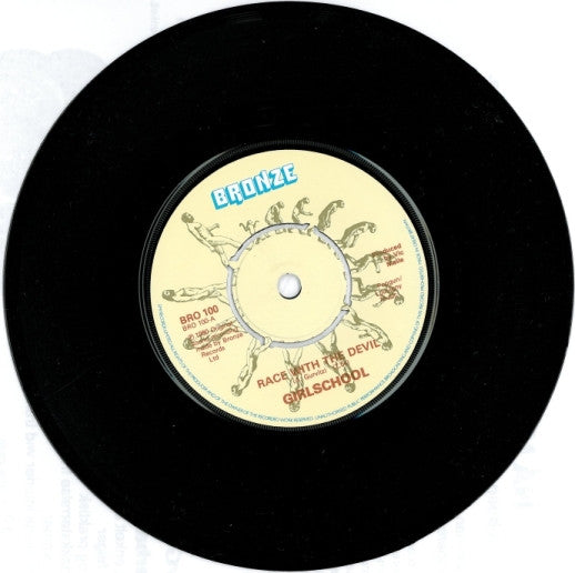 Girlschool : Race With The Devil (7", Single, Pus)