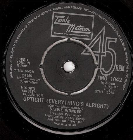 Stevie Wonder : Yester-Me, Yester-You, Yesterday / Uptight (Everything's Alright) (7", Single)