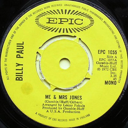 Billy Paul : Me & Mrs Jones (7", Single, Mono, Pus)