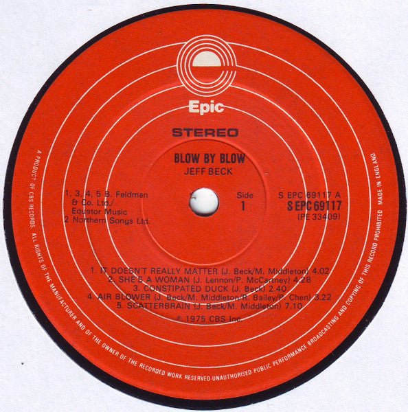 Jeff Beck : Blow By Blow (LP, Album, RP, Ora)