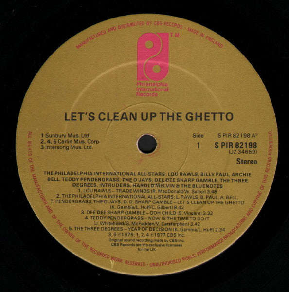 The Philadelphia International All-Stars* : Let's Clean Up The Ghetto (LP, Album)