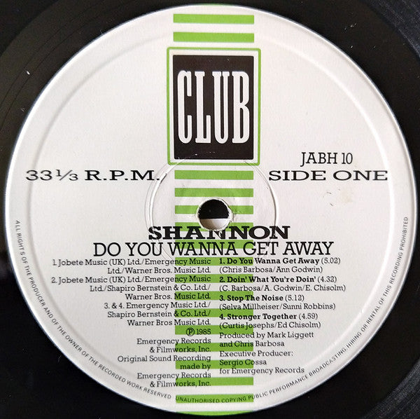 Shannon : Do You Wanna Get Away (LP, Album)
