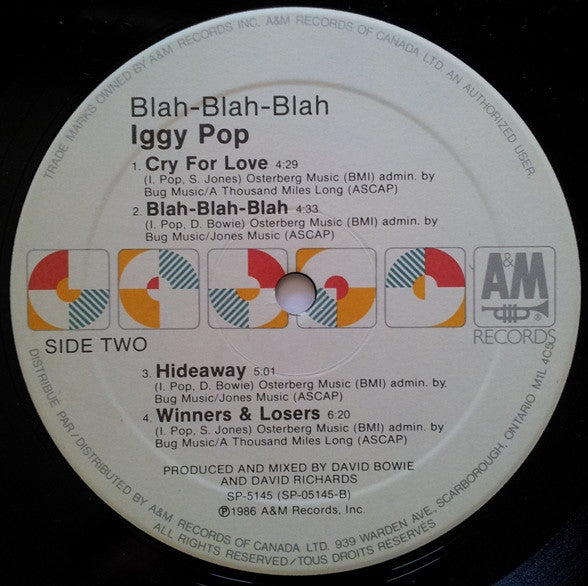Iggy Pop : Blah-Blah-Blah (LP, Album, Whi)