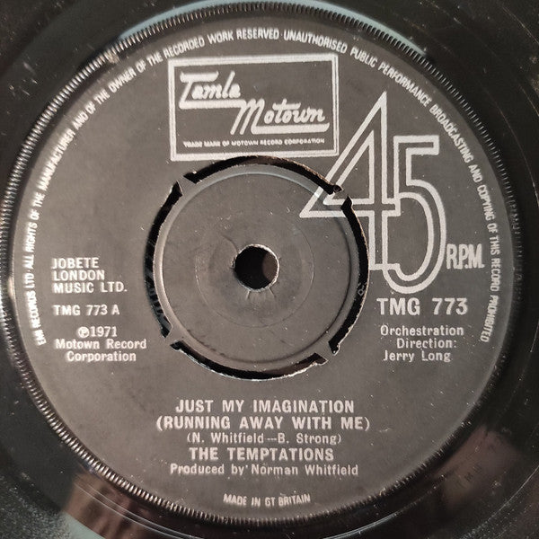 The Temptations : Just My Imagination (Running Away With Me) (7", RE)